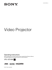 Manual Sony VPL-VZ1000ES Projector