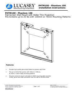 Manual Lucasey PHTM100 Wall Mount