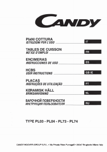 Manual de uso Candy PGC640SQBA G Placa