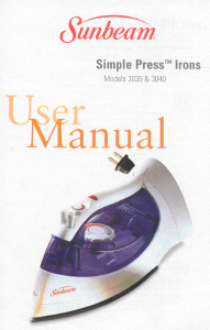 Manual Sunbeam 3040 Simple Press Iron