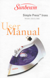 Manual de uso Sunbeam 3040 Simple Press Plancha