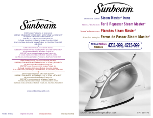 Manual de uso Sunbeam 4211-099 Steam Master Plancha