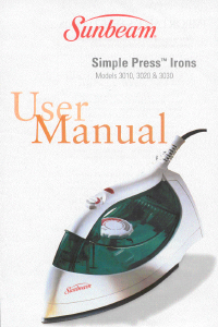 Manual Sunbeam 3010 Simple Press Iron
