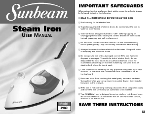 Manual Sunbeam 3980 Iron