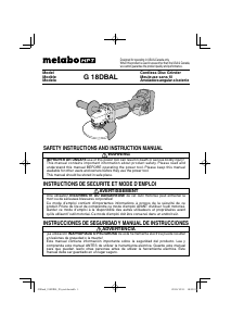 Manual de uso Metabo G 18DBAL Amoladora angular