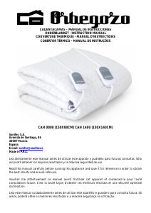 Manual Orbegozo CAH 0800 Cobertor eléctrico