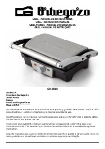 Manual Orbegozo GR 3800 Contact Grill