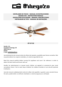 Mode d’emploi Orbegozo CP 61132 Ventilateur de plafond