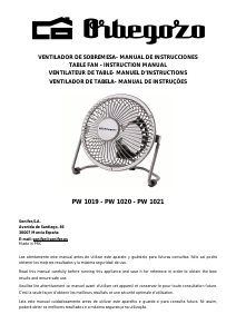 Manual Orbegozo PW 1019 Fan