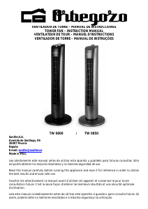 Mode d’emploi Orbegozo TW 0800 Ventilateur