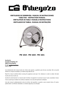 Manual Orbegozo PW 1020 Fan