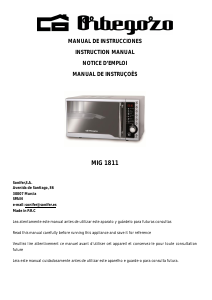 Manual de uso Orbegozo MIG 1811 Microondas