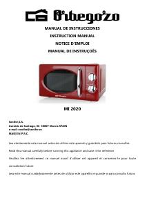 Manual de uso Orbegozo MI 2020 Microondas