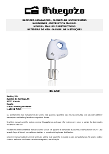 Manual de uso Orbegozo BA 3200 Batidora de varillas