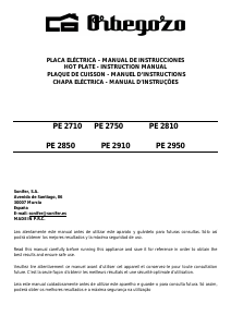 Manual Orbegozo PE 2850 Hob