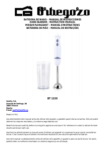 Manual Orbegozo BT 1220 Hand Blender