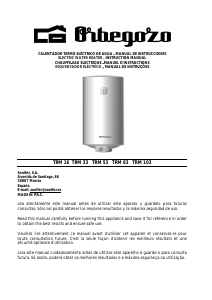 Manual de uso Orbegozo TRM 16 Calentador de agua