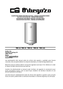 Manual de uso Orbegozo TRM 103 Calentador de agua