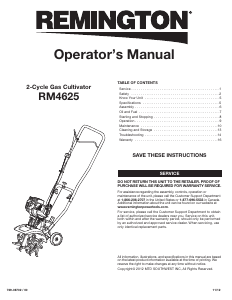 Manual de uso Remington RM4625 Cultivador