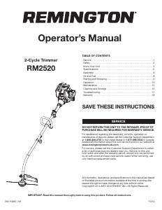 Handleiding Remington RM2520 Grastrimmer