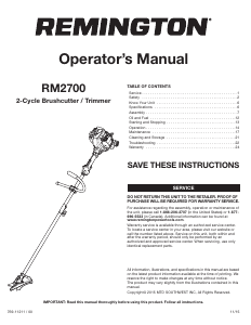 Mode d’emploi Remington RM2700 Coupe-herbe