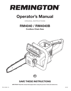 Manual de uso Remington RM4040 Sierra de cadena