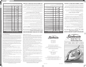 Manual de uso Sunbeam 3059 Simple Press Plancha