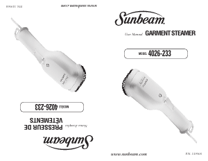 Manual Sunbeam 4026-233 Garment Steamer