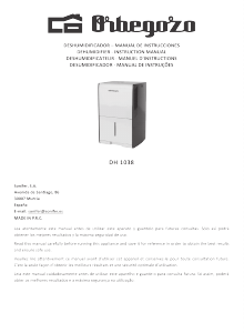 Manual Orbegozo DH 1038 Dehumidifier