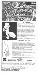Manual Hasbro Pokémon Advanced Treecko