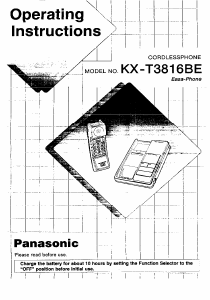 Manual Panasonic KX-T3816BE Wireless Phone