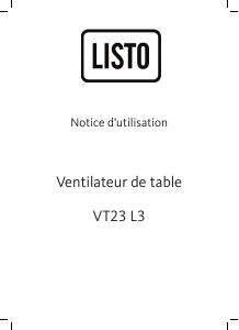 Mode d’emploi Listo VT23 L3 Ventilateur