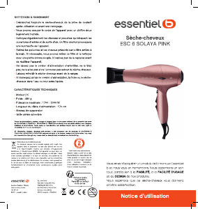 Mode d’emploi Essentiel B ESC 6 Solaya Sèche-cheveux