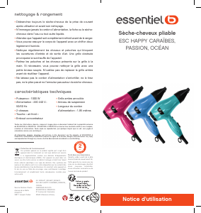 Mode d’emploi Essentiel B ESC Happy Caraibes Sèche-cheveux