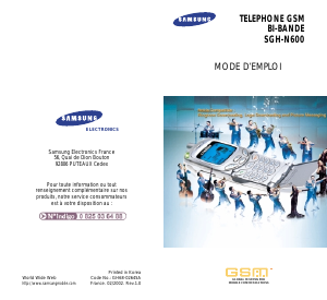 Mode d’emploi Samsung SGH-N600GA Téléphone portable
