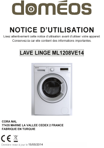 Mode d’emploi Doméos ML1208VE14 Lave-linge