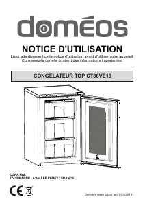 Mode d’emploi Doméos CT86VE13 Congélateur