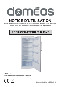 Mode d’emploi Doméos RU285VE Réfrigérateur