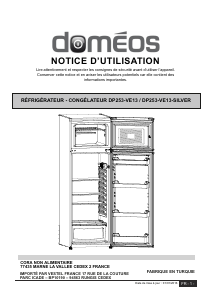 Mode d’emploi Doméos DP253-VE13 Réfrigérateur combiné
