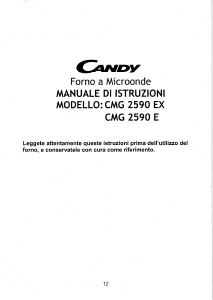 Manuale Candy CMG 2590 EX Microonde