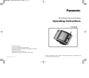 Manual de uso Panasonic EW-3036E2 Tensiómetro