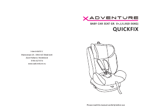 Mode d’emploi X-Adventure Quickfix Siège bébé