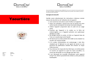 Mode d’emploi DomoClip DOM143 Yaourtière