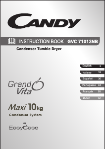 Manual Candy GVC 71013 NB Máquina de secar roupa