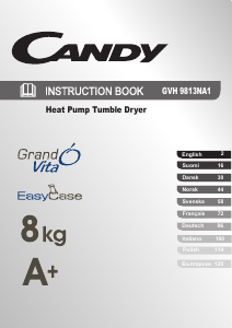 Manuale Candy GVH 9813 NA1 Asciugatrice