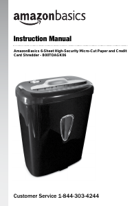 Manual AmazonBasics B00TOAGK06 Paper Shredder