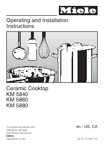 Manual Miele KM 5840 240V Hob