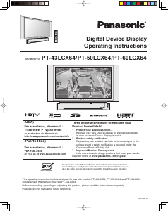 Manual Panasonic PT-43LCX64 Television