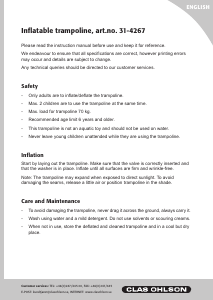 Käyttöohje Clas Ohlson 31-4267 Trampoliini