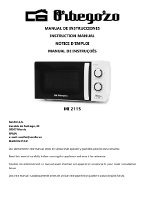 Manual de uso Orbegozo MI 2115 Microondas
